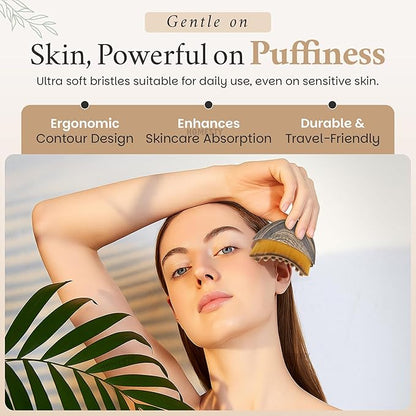 Original Lymphatic Contour Facial Brush for Face Uplifting & Glow Jawline Defining Massage Tool | Super Soft Drainage Massager for Puffiness