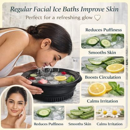 30-Second Ice Facial Bowl | Instant Glow & Puffiness Remover | Foldable Face Ice Bath with Built-in Ice Tray (Summer Skin Essential)
