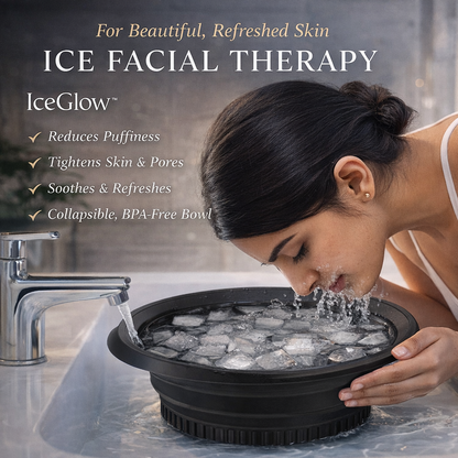 30-Second Ice Facial Bowl | Instant Glow & Puffiness Remover | Foldable Face Ice Bath with Built-in Ice Tray (Summer Skin Essential)