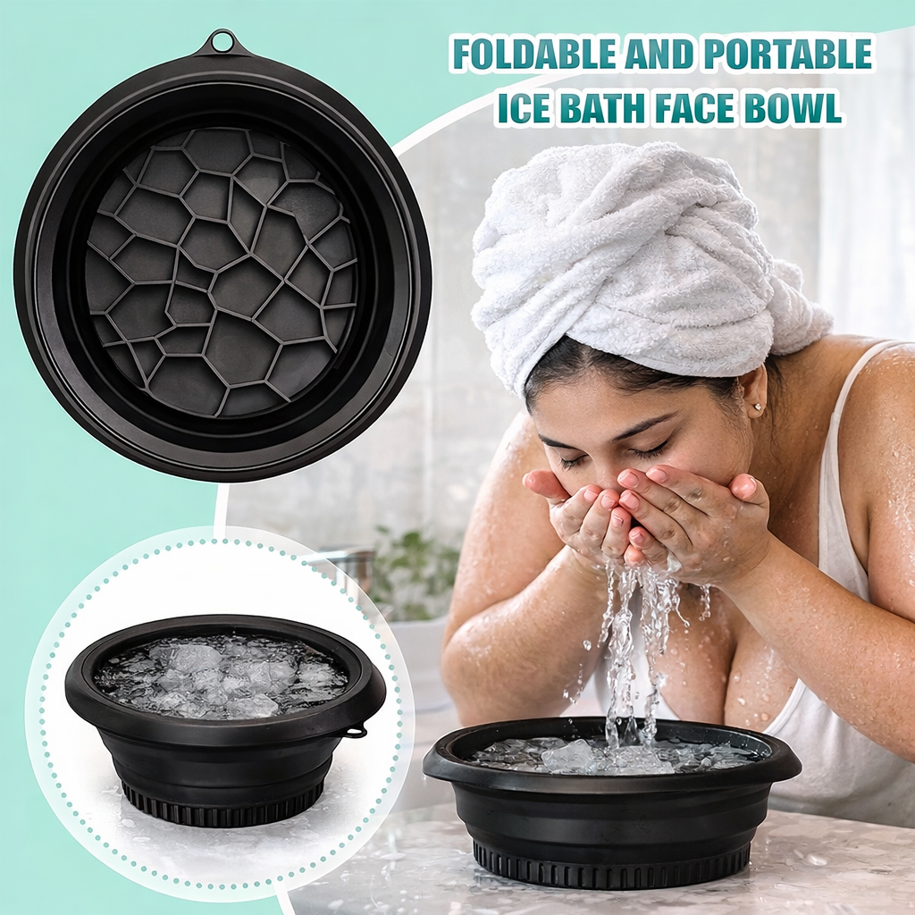 30-Second Ice Facial Bowl | Instant Glow & Puffiness Remover | Foldable Face Ice Bath with Built-in Ice Tray (Summer Skin Essential)