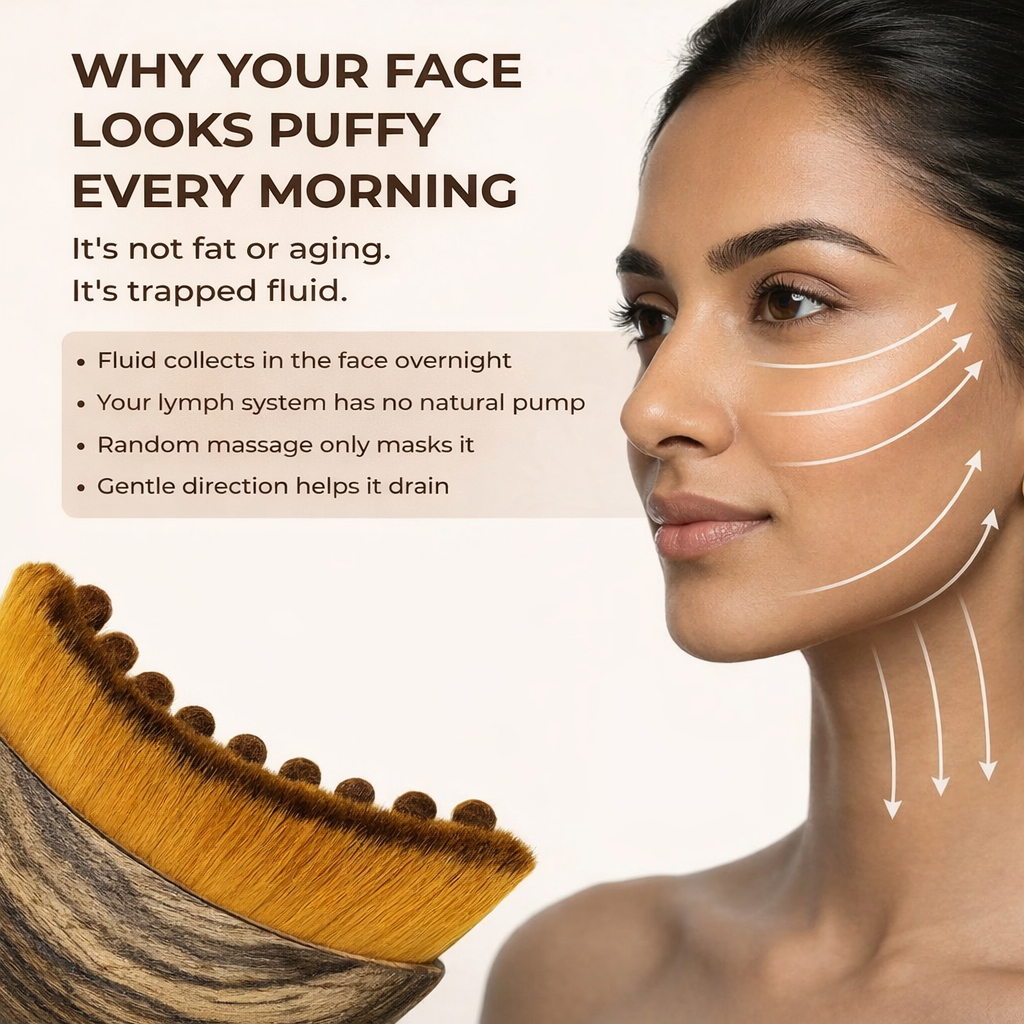 Original Lymphatic Contour Facial Brush for Face Uplifting & Glow Jawline Defining Massage Tool | Super Soft Drainage Massager for Puffiness