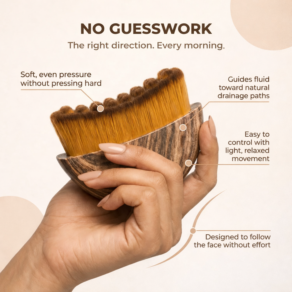 Original Lymphatic Contour Facial Brush for Face Uplifting & Glow Jawline Defining Massage Tool | Super Soft Drainage Massager for Puffiness