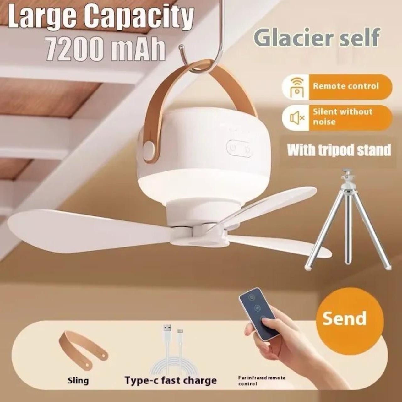 Ceiling Fan with Interl Battery, Adjustable Lighting and Fan Speed